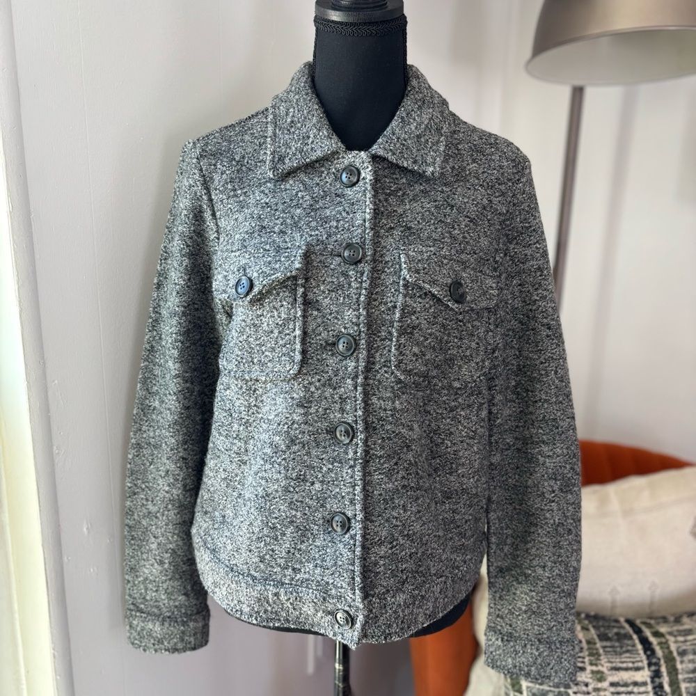 Cynthia Rowley Wool Blend Heathered Grey Shirt Jacket Shacket